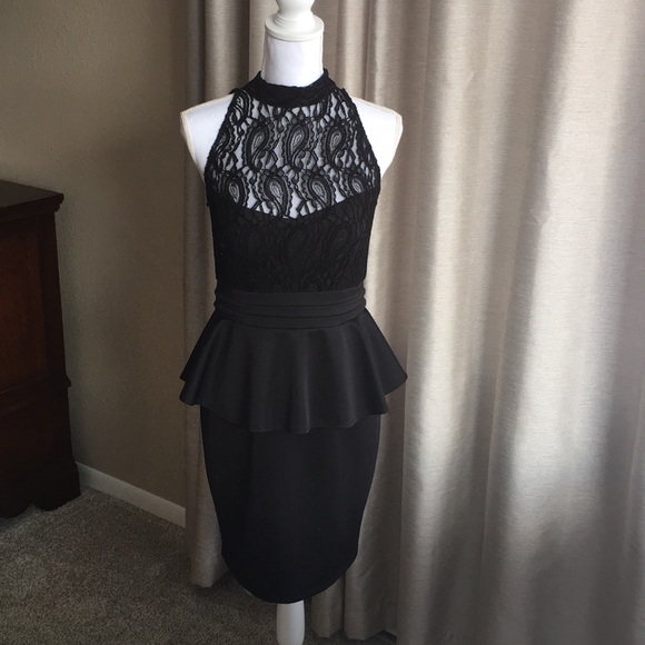 Hot Miami Styles Dresses & Skirts - Black peplum midi dress